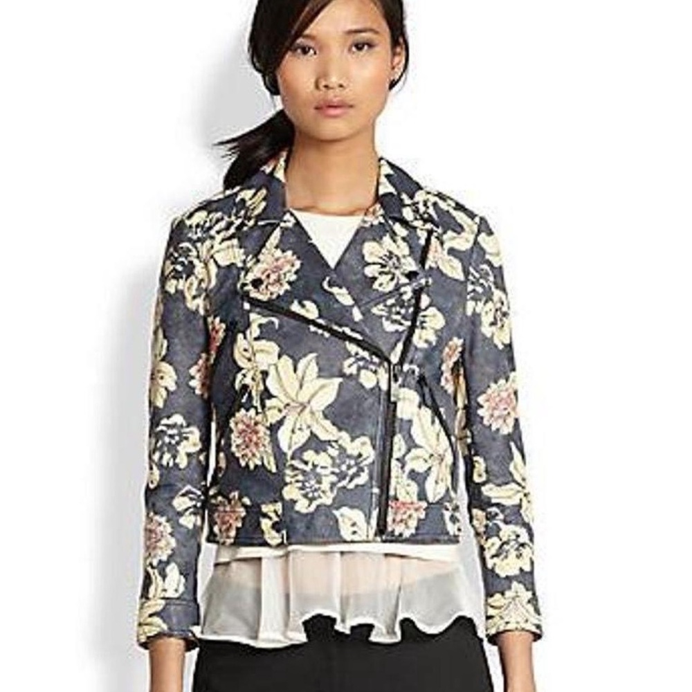 Elizabeth‎ and James Floral Leather Moto Jacket